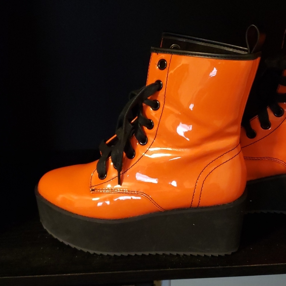 StrangeCvlt Orange Platform Boots